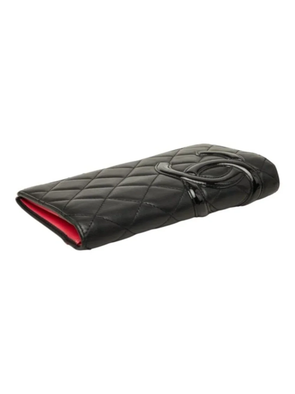 Chanel CC Logo Cambon Line Wallet Black Leather